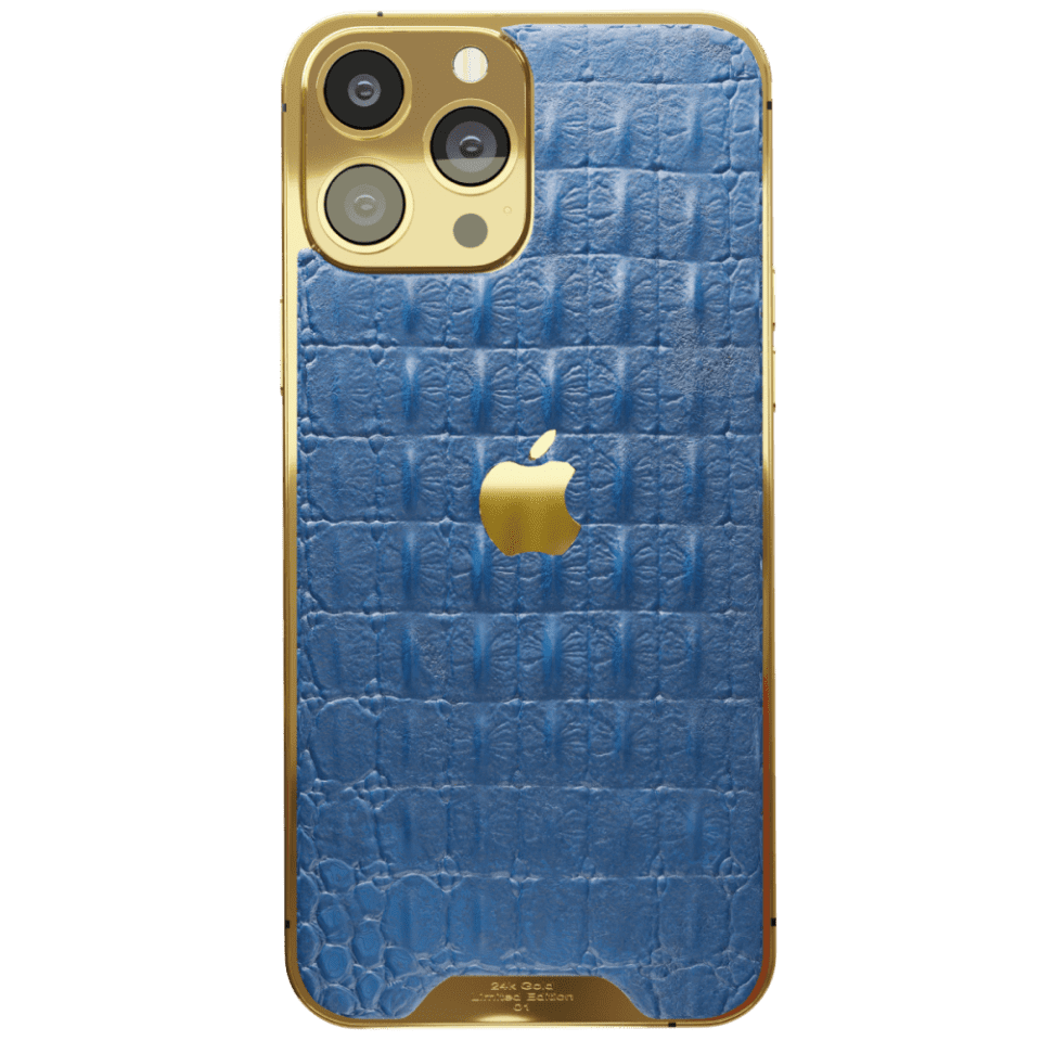 Blue Croc Leather iPhone 15 Pro Pro Max